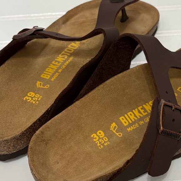 BIRKENSTOCK Gizeh Brown Natural Leather Oiled Sandals Shoes Size 38 Womens 8 NEW - Picture 7 of 8